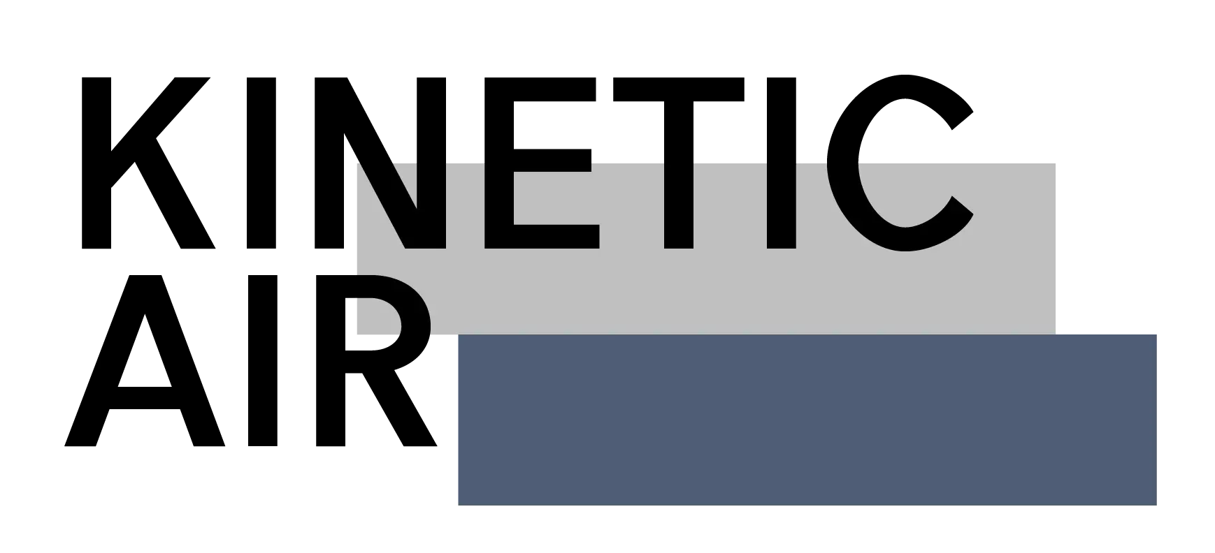 Kinetic Air HVAC company logo with bold black typography and modern gray and blue design elements.
